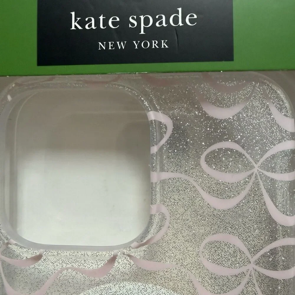 New! Kate Spade Protective CASE iPhone 16 PRO MAX Clear Glitter Pink Bow MagSave